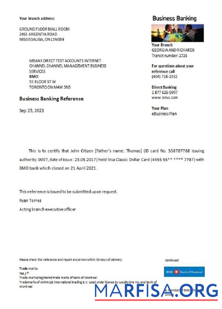 Blank USA BMO closure reference sample